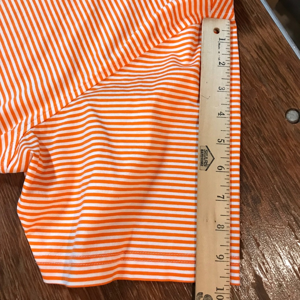 Belvedere Golf Club Mens Large Orange White Striped Supima Cotton Polo Shirt - Picture 11 of 12